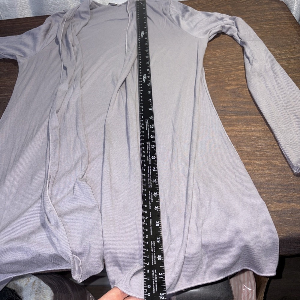 PJ Harlow Amelia Knit Open Front Cardigan Women's Large Lavender Cotton Modal - Picture 6 of 7